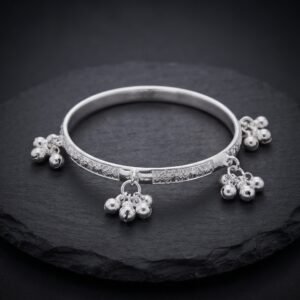 Engraved Ghungroo Charm Kada Bangle