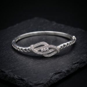 Cubic Zirconia Wave Clustered Hinged Bangle