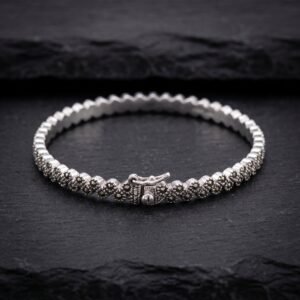 Vintage-Style Marcasite Scalloped Eternity Bangle