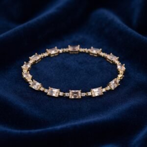 Emerald-Cut Champagne Quartz Tennis Bracelet